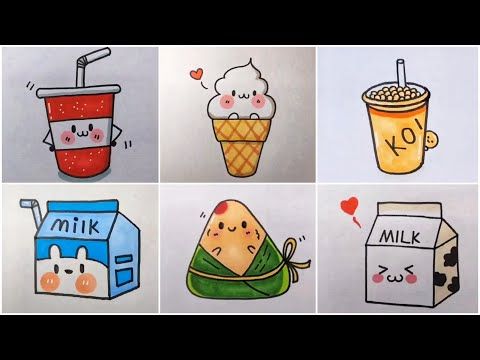 Vẽ đồ ăn dễ thương - vẽ đồ ăn thức uống cute đáng yêu, vẽ hình cute